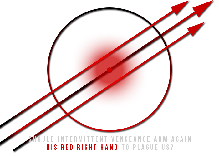 Chaos Insurgency emblem: a red circle crossed by three arrows. Should intermittent vengeance arm again his red right hand to plague us?